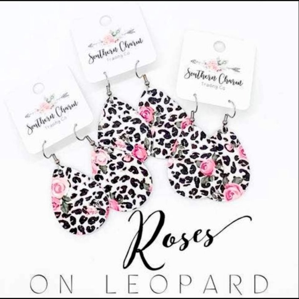 Roses on leopard Tear Drops